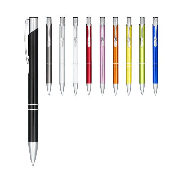 Stylo bille rétractable Moneta en aluminium anodisé - Objet publicitaire professionnel de qualité