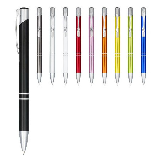 Stylo bille rétractable en aluminium anodisé Moneta - Accessoire marketing et événementiel de qualité