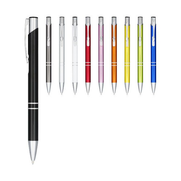 Stylo bille rétractable en aluminium anodisé Moneta - Accessoire marketing et événementiel de qualité