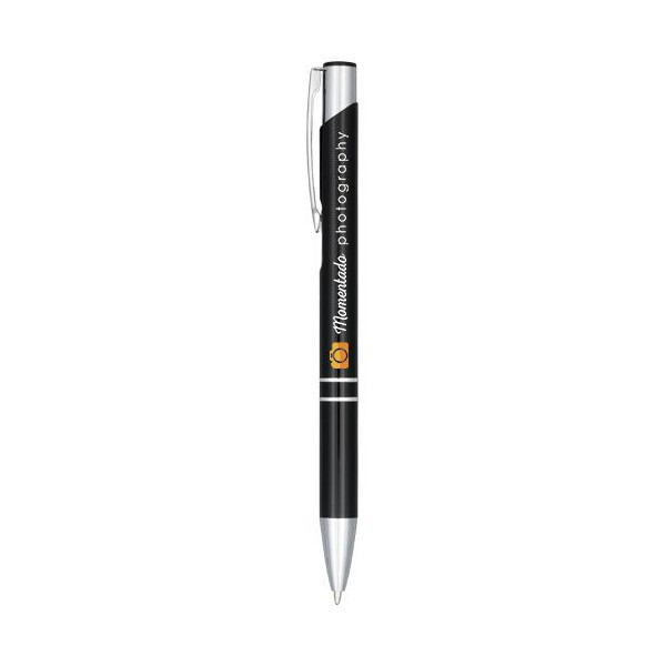 Stylo bille rétractable en aluminium anodisé Moneta - Accessoire marketing et événementiel de qualité