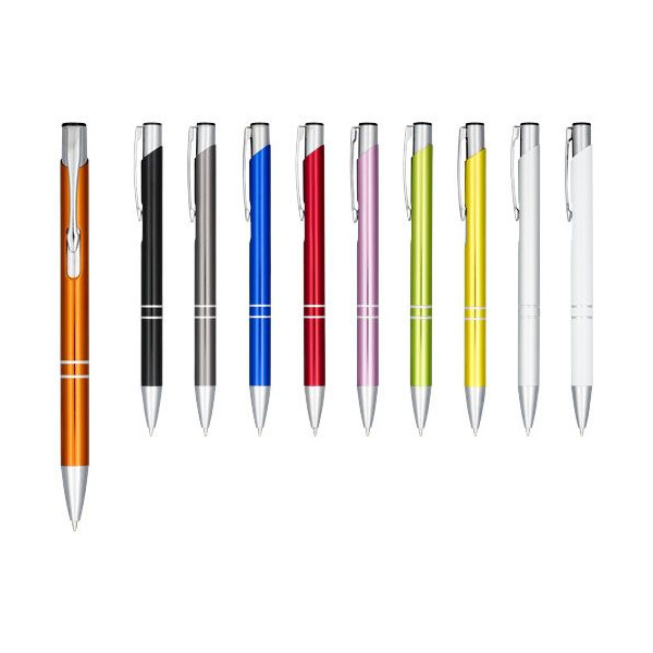 Stylo bille rétractable en aluminium anodisé Moneta - Accessoire marketing et événementiel de qualité