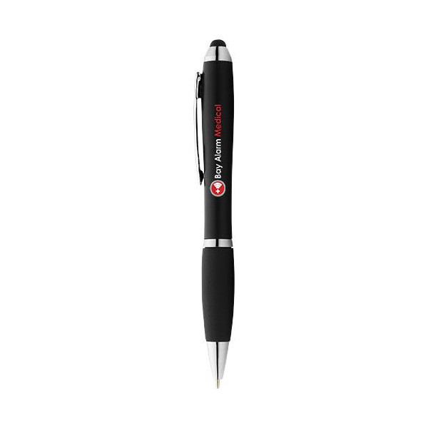 Stylo stylet coloré avec grip noir Nash - Accessoire publicitaire personnalisable de qualité