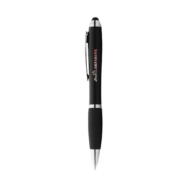 Stylo stylet coloré avec grip noir Nash - Accessoire publicitaire personnalisable de qualité