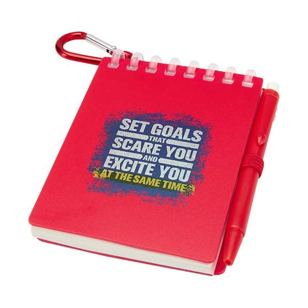 Kit de prise de notes en déplacement - Carnet à spirales en plastique recyclé et stylo bille, idéal pour la personnalisation - B