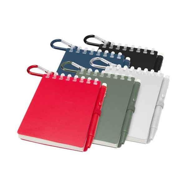 Kit de prise de notes en déplacement - Carnet à spirales en plastique recyclé et stylo bille, idéal pour la personnalisation - B