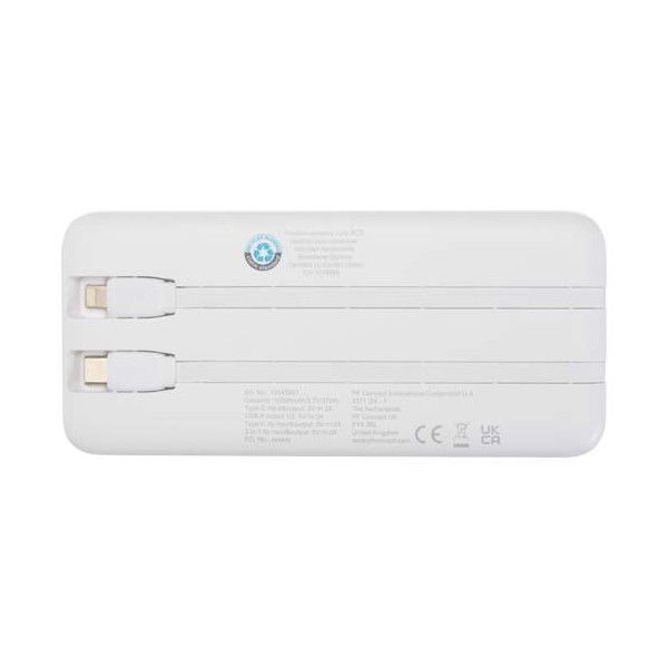 Batterie de secours Adhil de 10 000 mAh en plastique recyclé - Accessoire de charge polyvalent pour appareils électroniques