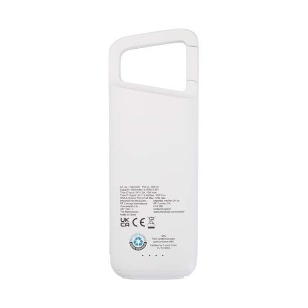 Batterie externe Alkes 5 000 mAh en plastique recyclé pour entreprise - Personnalisable