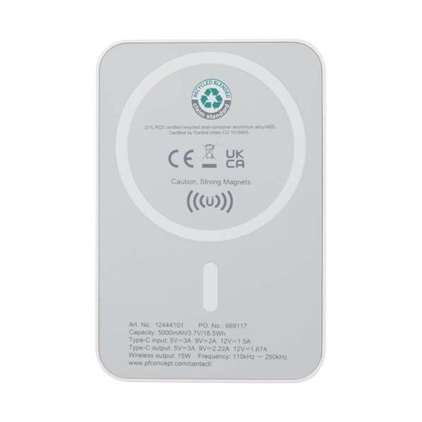 Batterie de secours Acrab magnétique sans fil 5000 mAh 15W PD 20W en plastique recyclé - BCM Goodies
