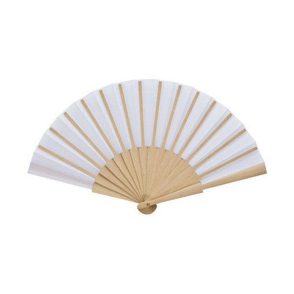 Éventail à main en bois et polyester personnalisable pour événements d'entreprise - BCM Goodies