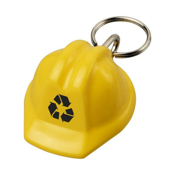 Porte-clés en forme de casque de sécurité en plastique recyclé avec porte-clés en métal - BCM Goodies