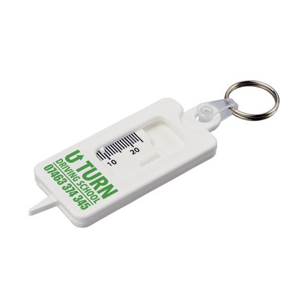Porte-clés Kym recyclé vérificateur de structures de pneu - Accessoire durable pour conducteurs