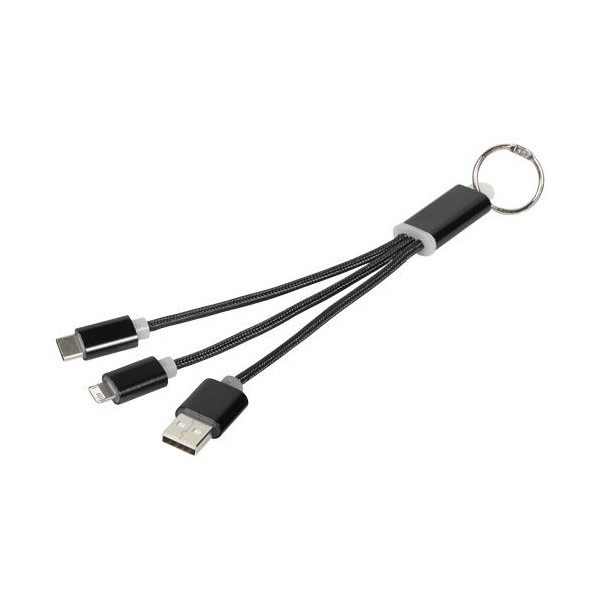 Câble de chargement 3-en-1 en métal avec porte-clés - Accessoire pratique pour vos événements et cadeaux - BCM Goodies