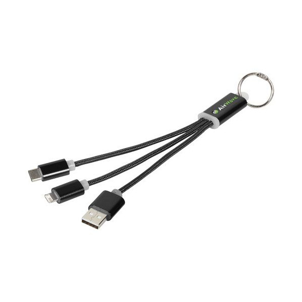 Câble de chargement 3-en-1 en métal avec porte-clés - Accessoire pratique pour vos événements et cadeaux - BCM Goodies