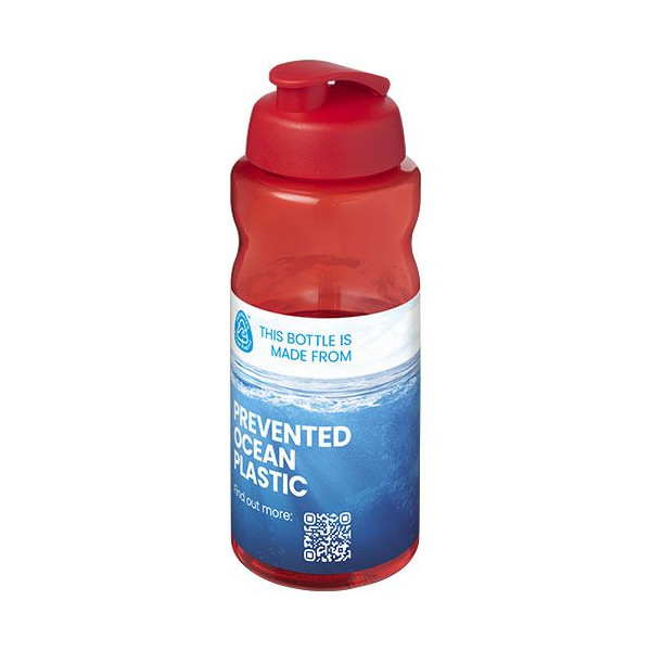 Bouteille de sport H2O Active® Eco Big Base 1L - Bouteille en plastique recyclé - Couvercle rabattable - Personnalisable - Idéal