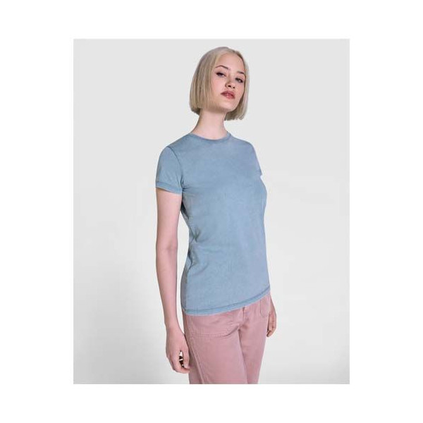 T-shirt femme à manches courtes délavé col ras du cou - BCM Goodies