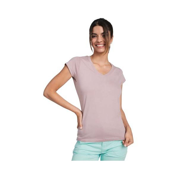 T-shirt Victoria col en V manches courtes pour femme - Personnalisation logo | BCM Goodies