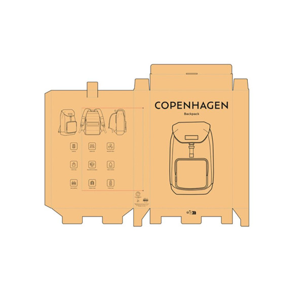 Sac à dos personnalisable Copenhagen Backpack 20L en coton recyclé imperméable avec fermeture boucle G et écusson détachable – B