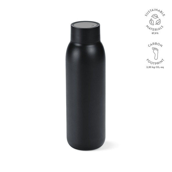 Bouteille isotherme personnalisable La Plata 650 ml en acier inoxydable recyclé avec affichage LED et recharge USB-C – BCM Goodi