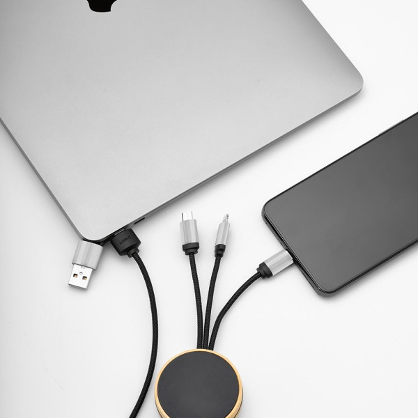 Câble Feynman personnalisable multi-connecteurs USB-A, USB-C, Micro-USB, Lightning et sans fil – 1 mètre, matériaux durables rPE