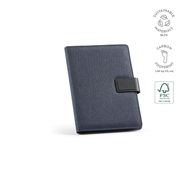 Conférencier personnalisable Tolstoy A5 en rPET avec bloc-notes FSC et fermeture magnétique – Objet publicitaire pour entreprise