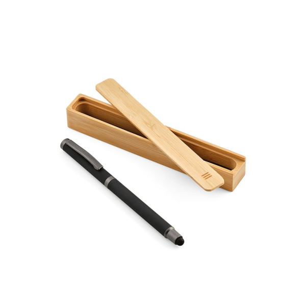 Stylo Woolf Pen en acier inoxydable recyclé avec étui bambou écologique - Cadeau d’entreprise personnalisé