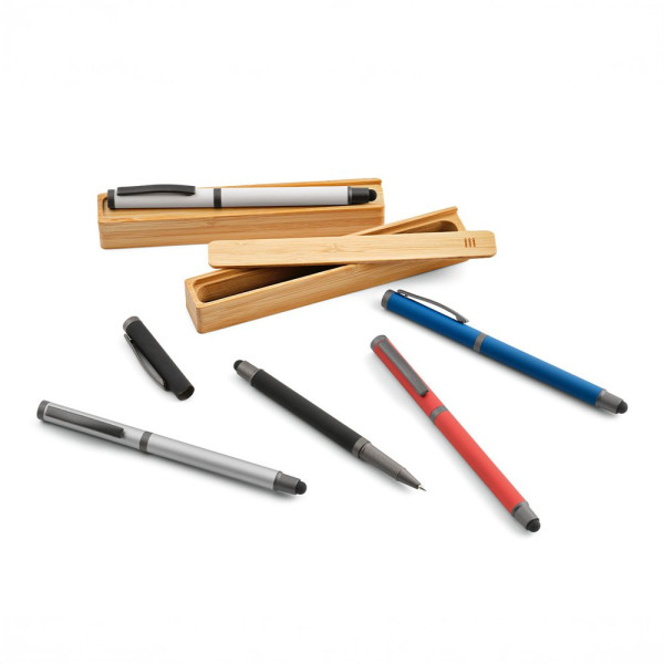 Stylo Woolf Pen en acier inoxydable recyclé avec étui bambou écologique - Cadeau d’entreprise personnalisé