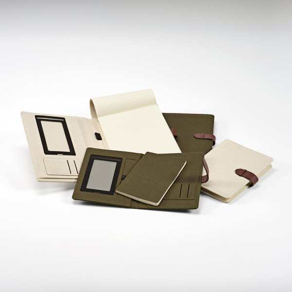 Classeur Eliot A4 en toile de coton recyclée avec pochette tablette et accessoires - BCM Goodies