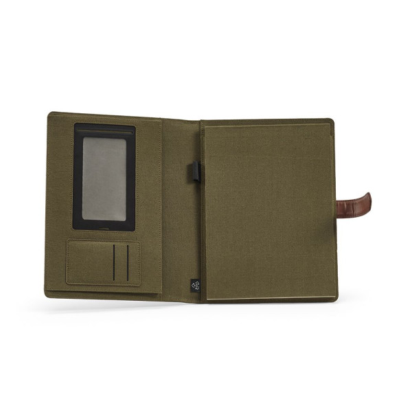 Classeur Eliot A4 en toile de coton recyclée avec pochette tablette et accessoires - BCM Goodies