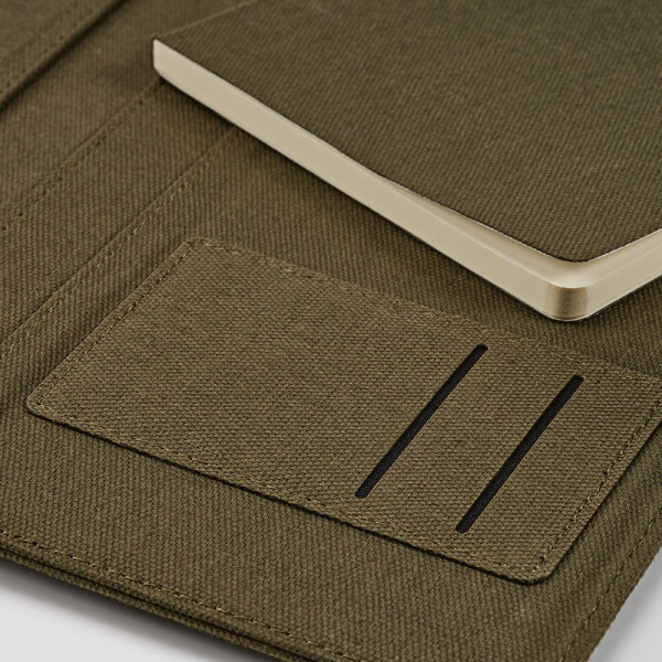 Classeur Eliot A4 en toile de coton recyclée avec pochette tablette et accessoires - BCM Goodies