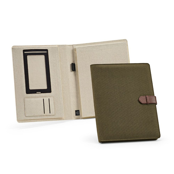 Classeur Eliot A4 en toile de coton recyclée avec pochette tablette et accessoires - BCM Goodies