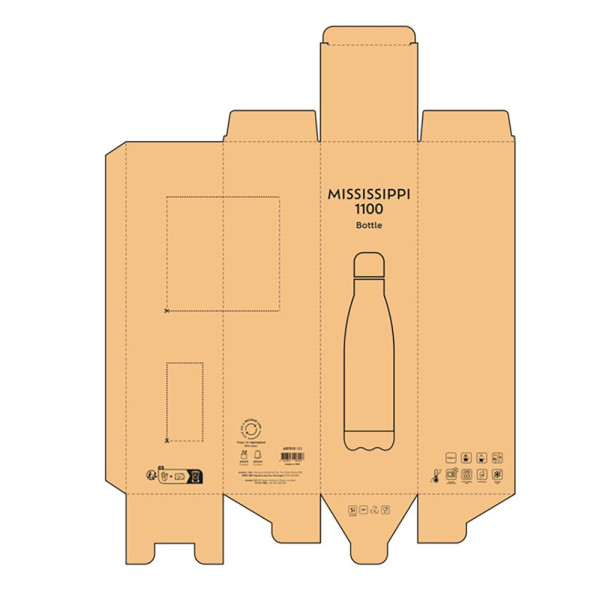 Bouteille personnalisable Mississippi 1100 en acier inoxydable recyclé – 4 tailles, 15 couleurs – BCM Goodies