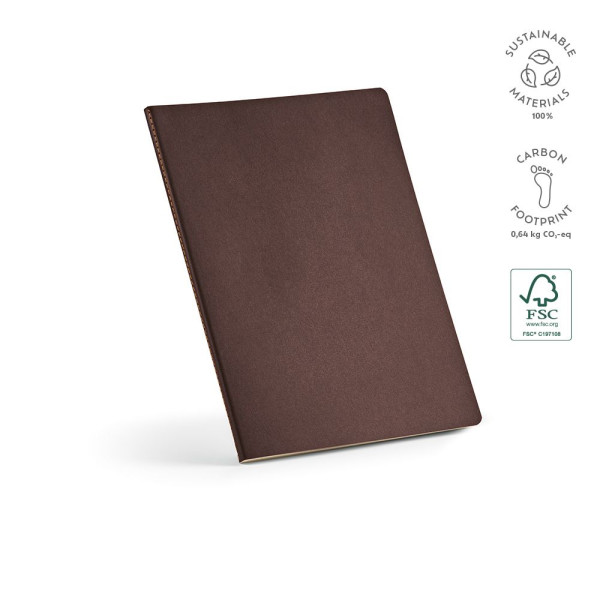 Carnet Bronte A4 en carton recyclé personnalisé – 160 pages ivoire, couverture durable, 13 couleurs, BCM Goodies