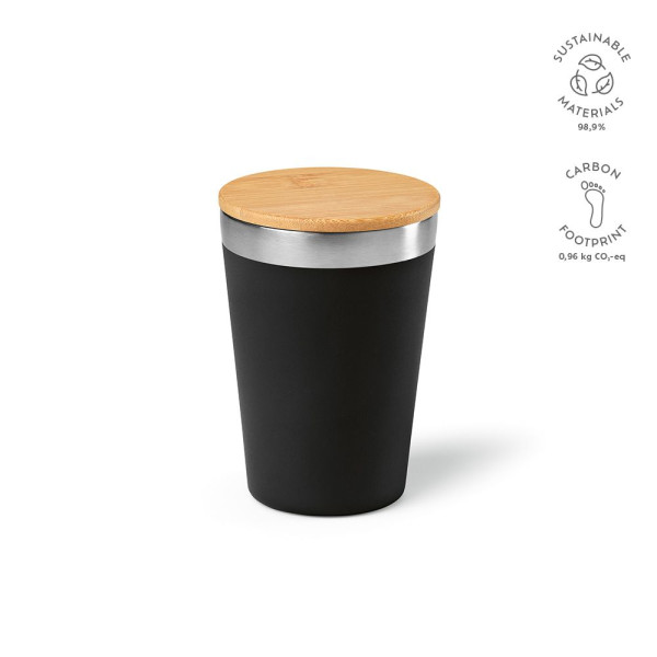 Gobelet de voyage Don Travel Cup 400 ml en acier inoxydable recyclé avec couvercle bambou – BCM Goodies