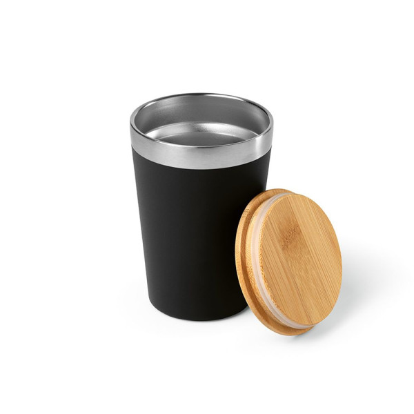 Gobelet de voyage Don Travel Cup 400 ml en acier inoxydable recyclé avec couvercle bambou – BCM Goodies