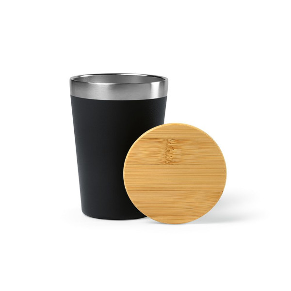 Gobelet de voyage Don Travel Cup 400 ml en acier inoxydable recyclé avec couvercle bambou – BCM Goodies