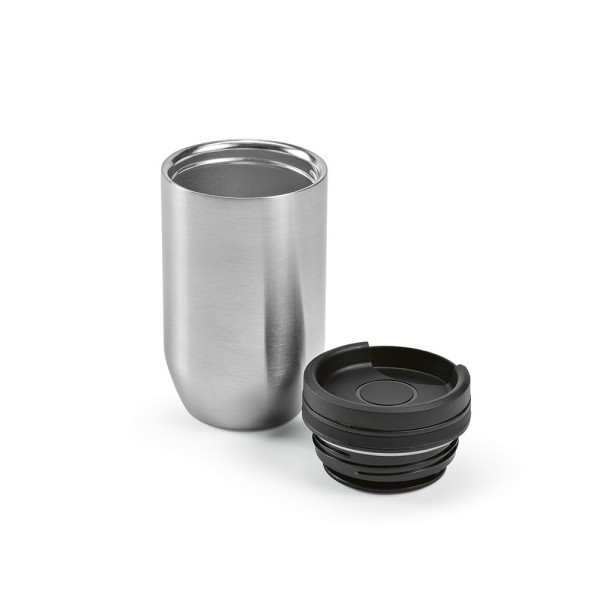Gobelet isotherme personnalisable Okavongo Travel Cup en acier recyclé – Objet publicitaire pratique pour entreprises