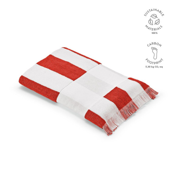 Serviette de plage personnalisable Amadeo Towel 80x180 cm en coton recyclé – Goodie d’entreprise écologique Portugal