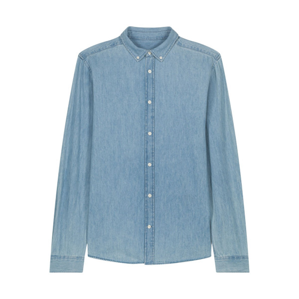 Chemise en denim personnalisable homme Stanley Denim Shirt en coton bio – Goodies d’entreprise BCM Goodies