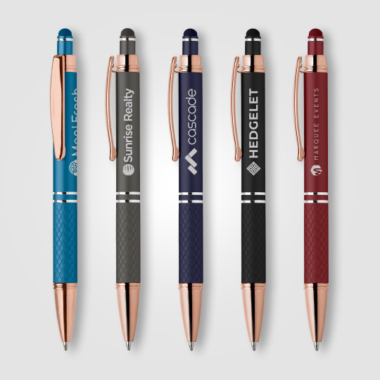 Stylo publicitaire Phoenix Softy Rose Gold personnalisable avec gravure laser – Objet promotionnel élégant pour entreprises