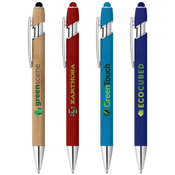 Stylo stylet Prince Bamboo personnalisé en bambou avec logo – Objet publicitaire durable pour entreprises