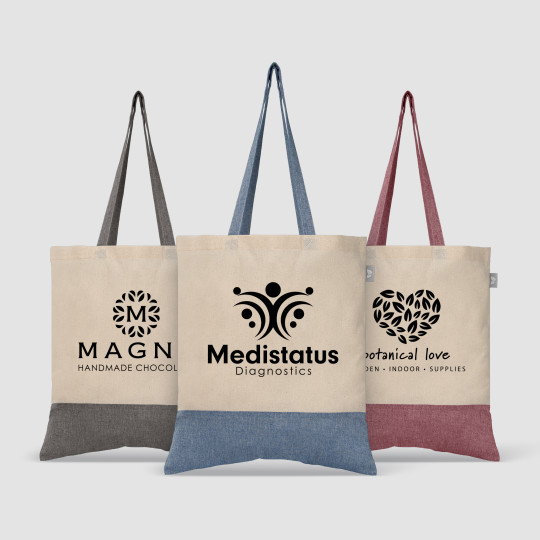 Sac fourre-tout en coton recyclé bicolore 140 gsm Quebec – Objet publicitaire personnalisable pour entreprises et événements