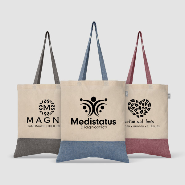 Sac fourre-tout en coton recyclé bicolore 140 gsm Quebec – Objet publicitaire personnalisable pour entreprises et événements