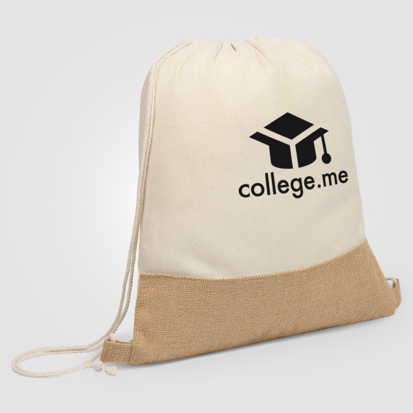 Sac à cordon personnalisé en coton recyclé et jute 140 gsm Rio – Goodie B2B responsable BCM Goodies
