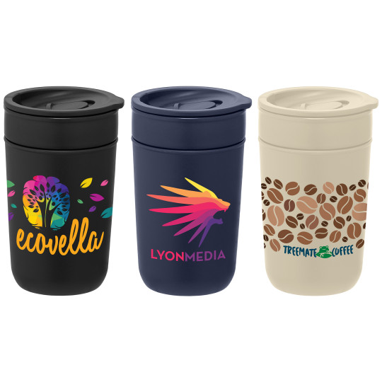 Gobelet personnalisable Le Danube 355 ml en céramique et plastique recyclé avec couvercle – Objet publicitaire pour entreprises
