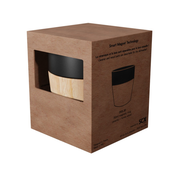 Tasse smart magnet individuelle personnalisable - Mug céramique 150 ml avec base aimantée bois pour cadeaux d’entreprise BCM Goo