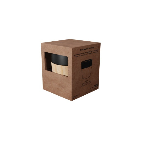 Tasse smart magnet individuelle personnalisable - Mug céramique 150 ml avec base aimantée bois pour cadeaux d’entreprise BCM Goo