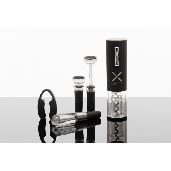 Coffret accessoires vin personnalisable avec tire-bouchon électrique, aérateur, coupe-capsule et bouchon à vide – BCM Goodies