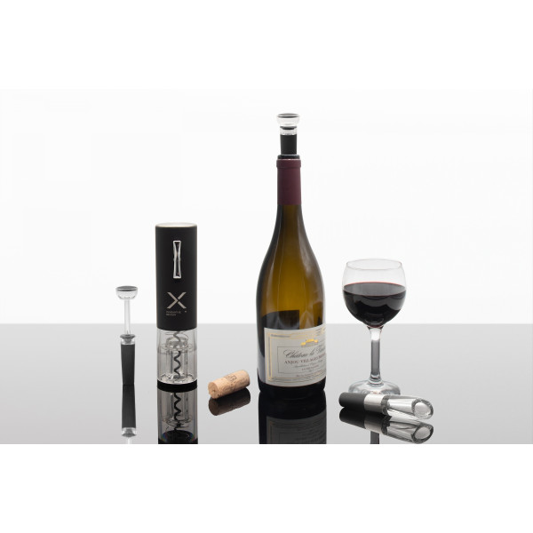 Coffret accessoires vin personnalisable avec tire-bouchon électrique, aérateur, coupe-capsule et bouchon à vide – BCM Goodies