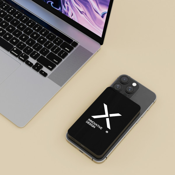 Powerbank personnalisée MagMetal 10000 avec logo lumineux, aluminium recyclé et charge rapide induction – Batterie externe publi
