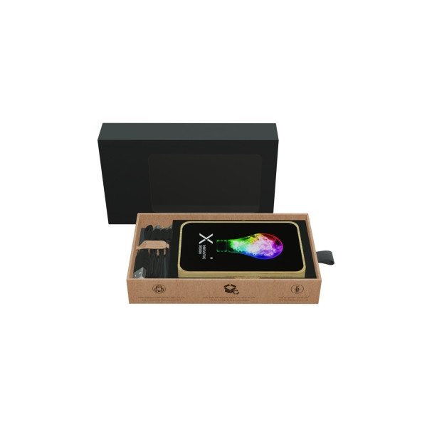 Batterie externe bambou 10 000 mAh MagSafe avec logo lumineux – Personnalisation BCM Goodies